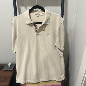 Burberry Men’s Light Beige Polo with Signature Check Trim